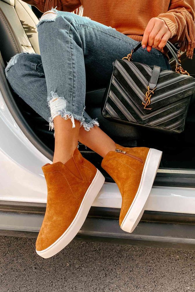 Suede Sweetie Faux Suede High Top Sneakers (Camel) · NanaMacs
