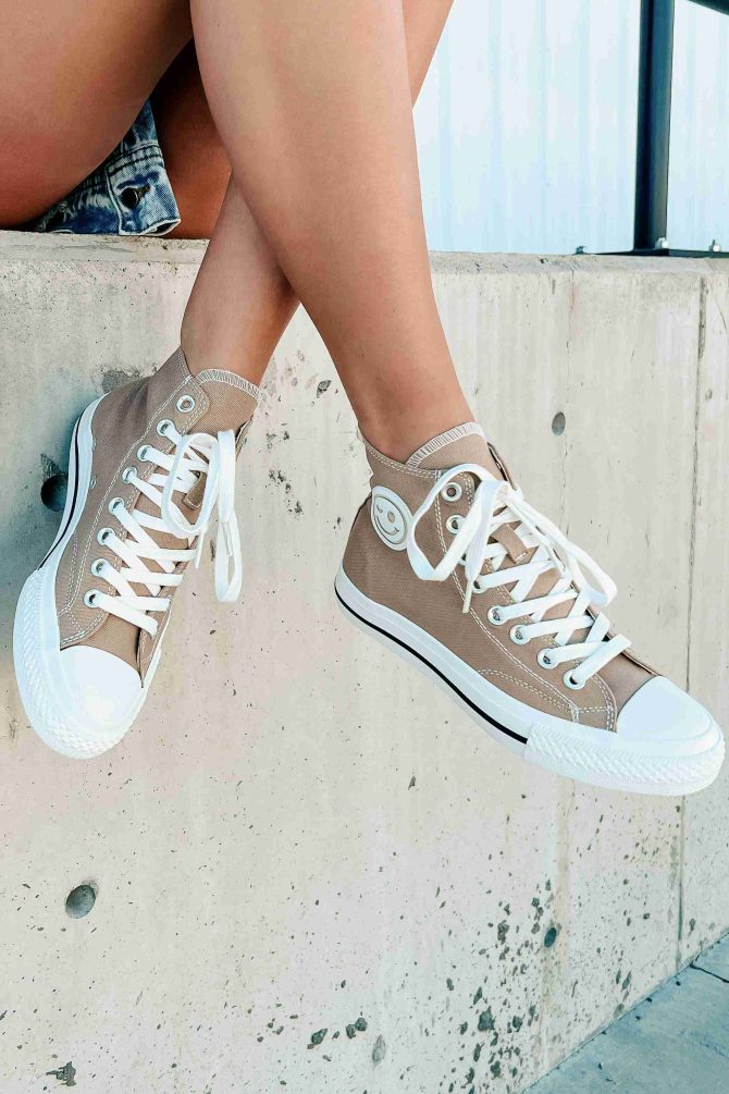 See For Yourself High-Top Canvas Sneakers (Mocha) · NanaMacs - Image 4