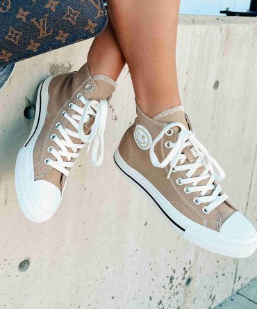 See For Yourself High-Top Canvas Sneakers (Mocha) · NanaMacs