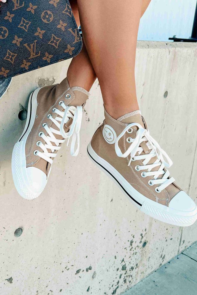 See For Yourself High-Top Canvas Sneakers (Mocha) · NanaMacs