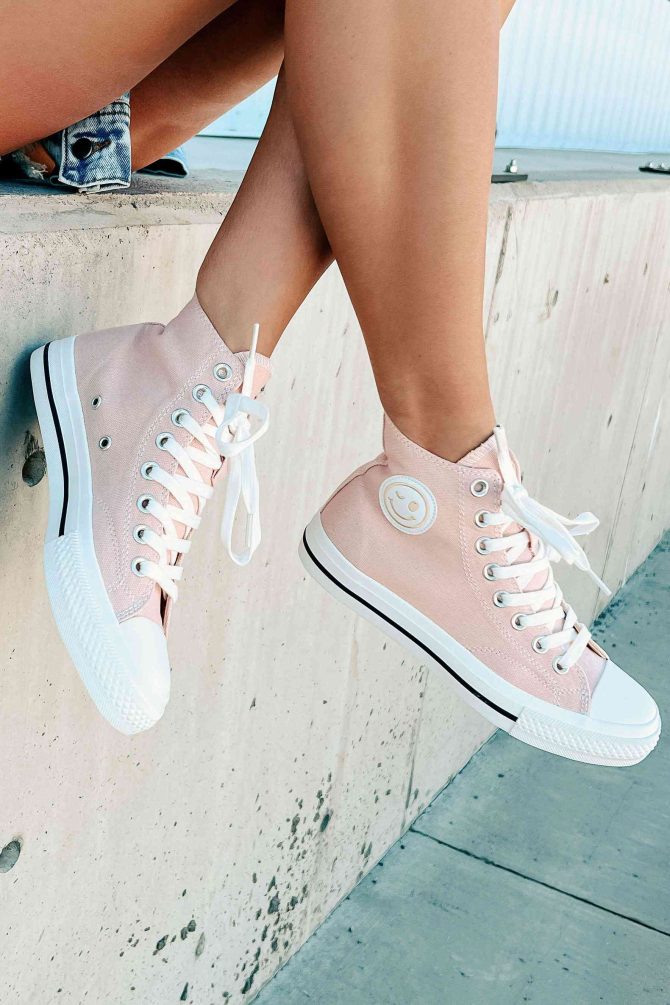 See For Yourself High-Top Canvas Sneakers (Blush) · NanaMacs - Image 2
