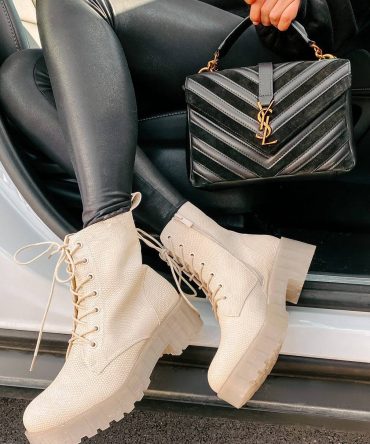 Croc Lock & Drop It Croc Clear Sole Combat Boots (Natural) · NanaMacs