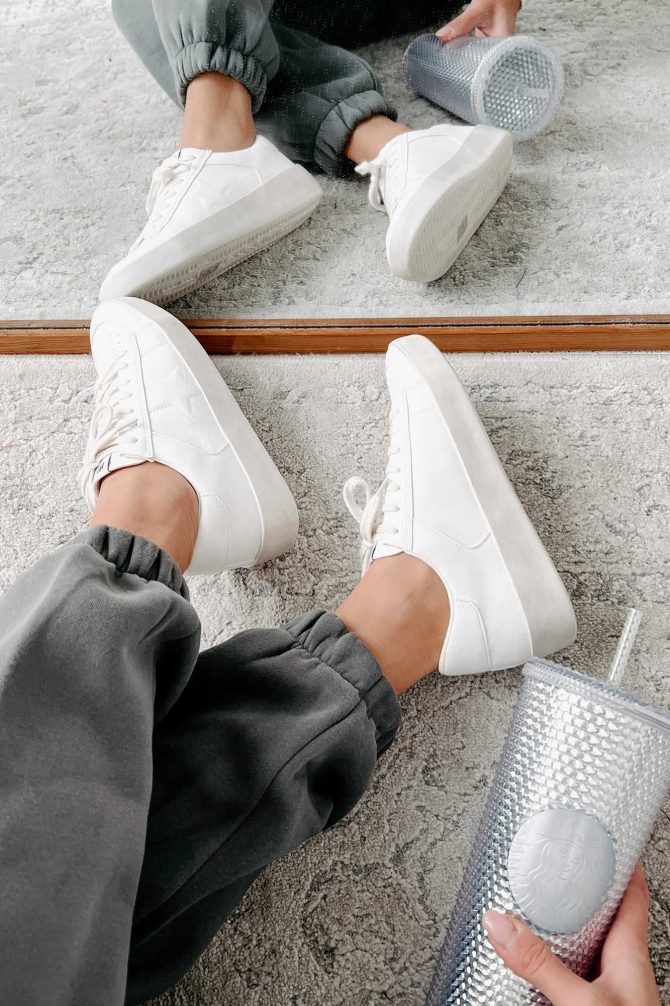 Old Friends Faux Leather Sneakers (White) · NanaMacs - Image 2