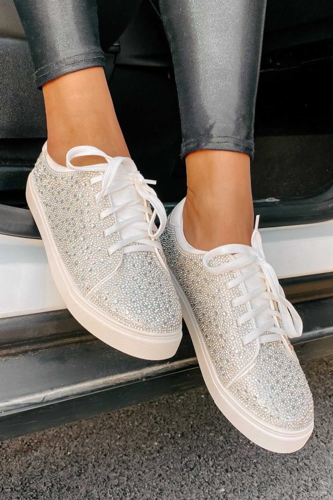 Dazzling Days Rhinestone Sneakers (White) · NanaMacs - Image 2