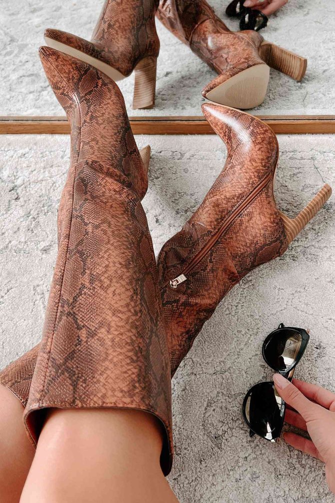 Dare You To Try Heeled Snake Print Billini Boots (Tan Python) · NanaMacs - Image 2