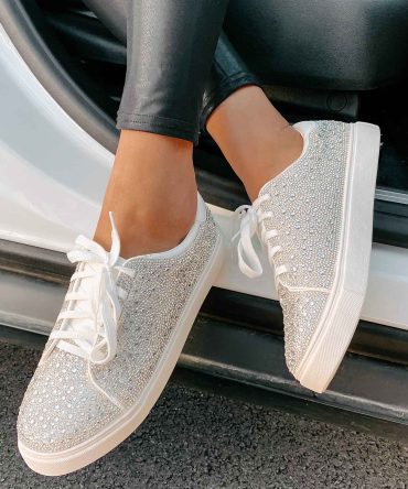 Dazzling Days Rhinestone Sneakers (White) · NanaMacs