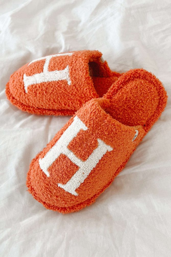 My Bedtime Glam Fuzzy "H" Slippers (Orange) · NanaMacs - Image 2