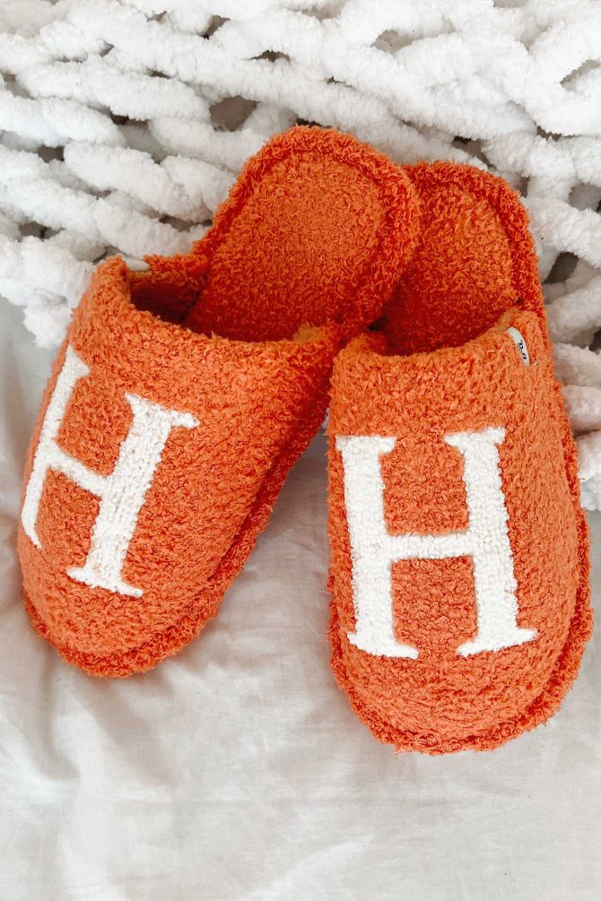 My Bedtime Glam Fuzzy "H" Slippers (Orange) · NanaMacs - Image 3