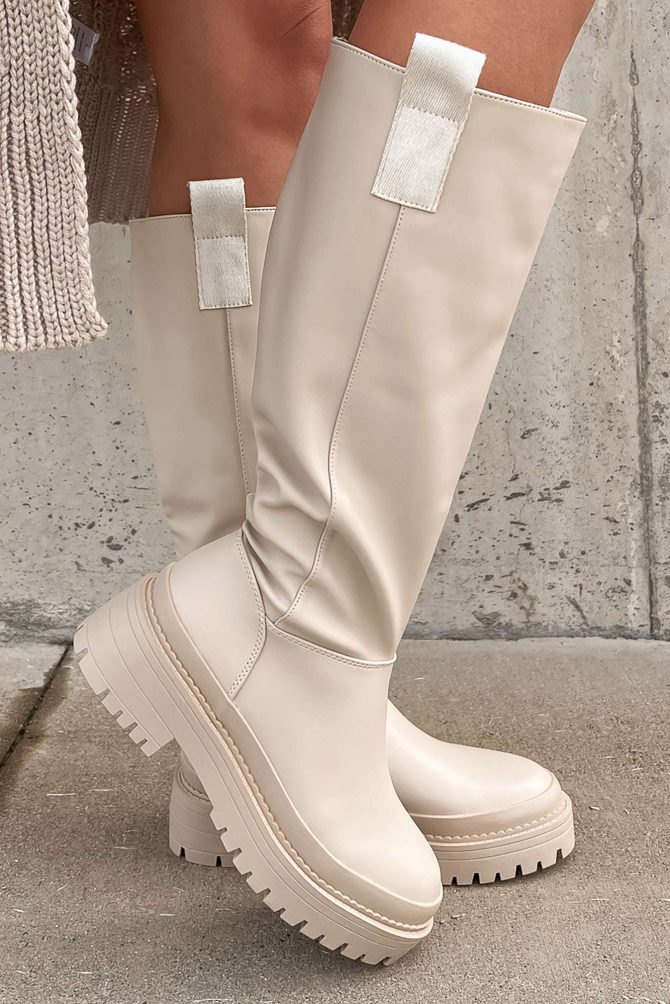 Forever That Girl Knee High Lug Sole Boots (Beige) · NanaMacs - Image 2