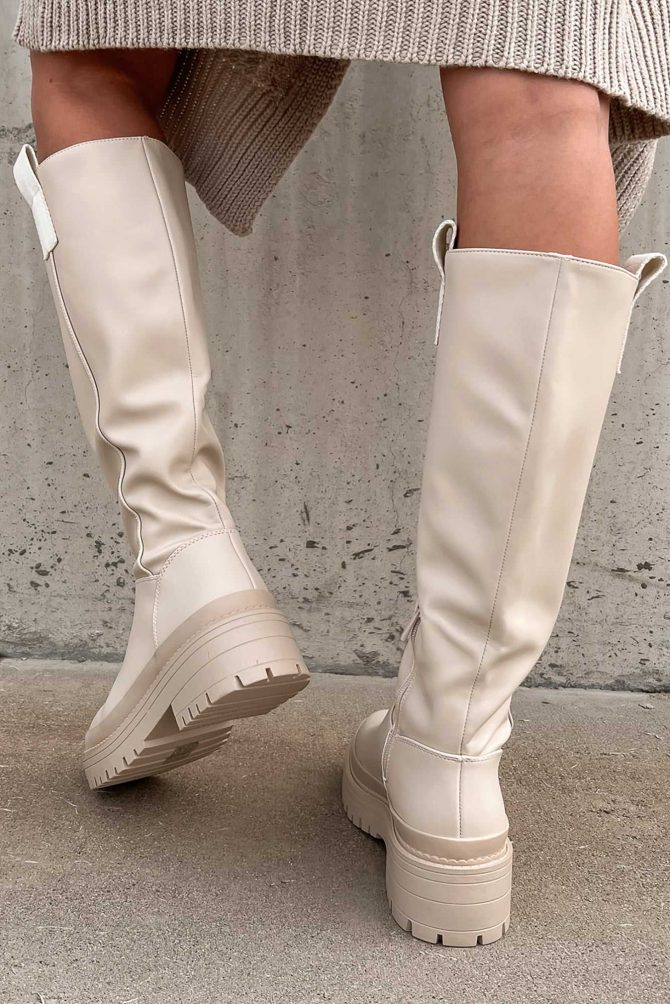 Forever That Girl Knee High Lug Sole Boots (Beige) · NanaMacs - Image 4