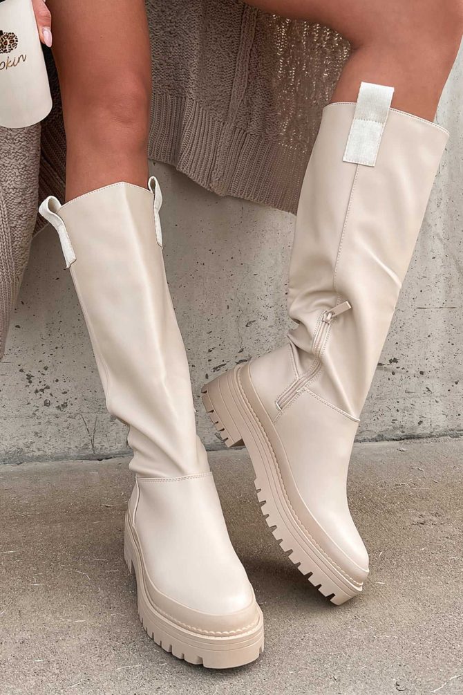Forever That Girl Knee High Lug Sole Boots (Beige) · NanaMacs - Image 3