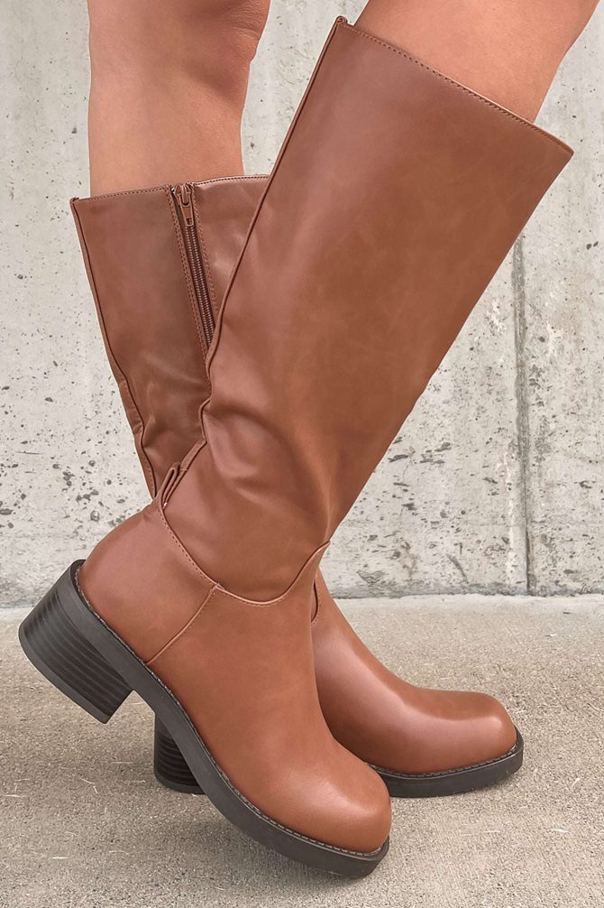Vermont Strolls Mid-Shaft Faux Leather Boots (Cognac) · NanaMacs - Image 3
