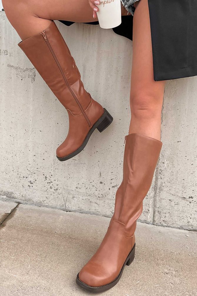 Vermont Strolls Mid-Shaft Faux Leather Boots (Cognac) · NanaMacs - Image 2