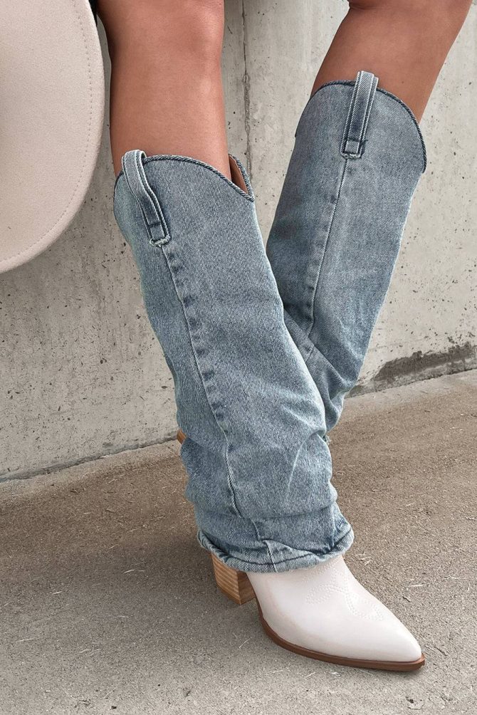 Lassy Steve Madden Denim Fabric Boots (Denim) · NanaMacs