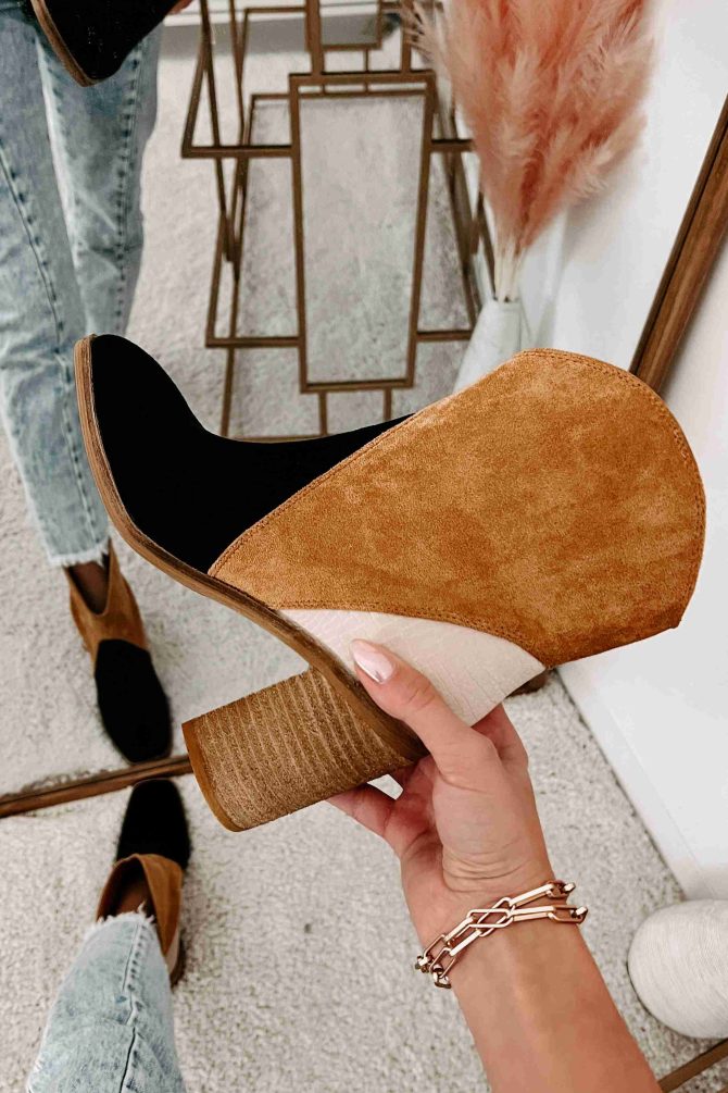 Kendall Tri-Tone Booties (Black/Camel/Taupe) · NanaMacs - Image 2