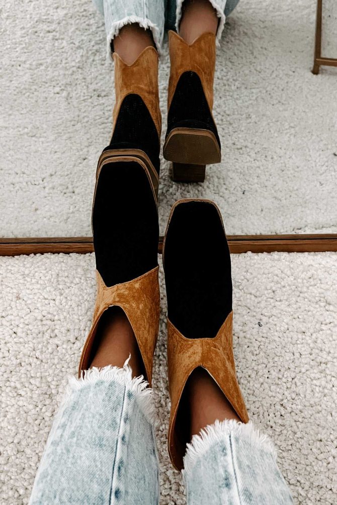 Kendall Tri-Tone Booties (Black/Camel/Taupe) · NanaMacs - Image 4
