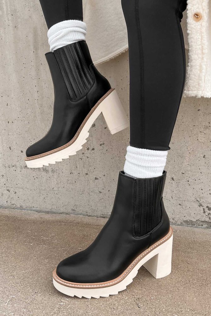 Expecting Answers Faux Leather Platform Booties (Black) · NanaMacs