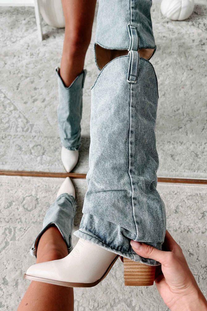 Lassy Steve Madden Denim Fabric Boots (Denim) · NanaMacs - Image 4