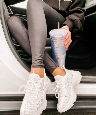High Maintenance Chunky Rhinestone Sneakers (White) · NanaMacs