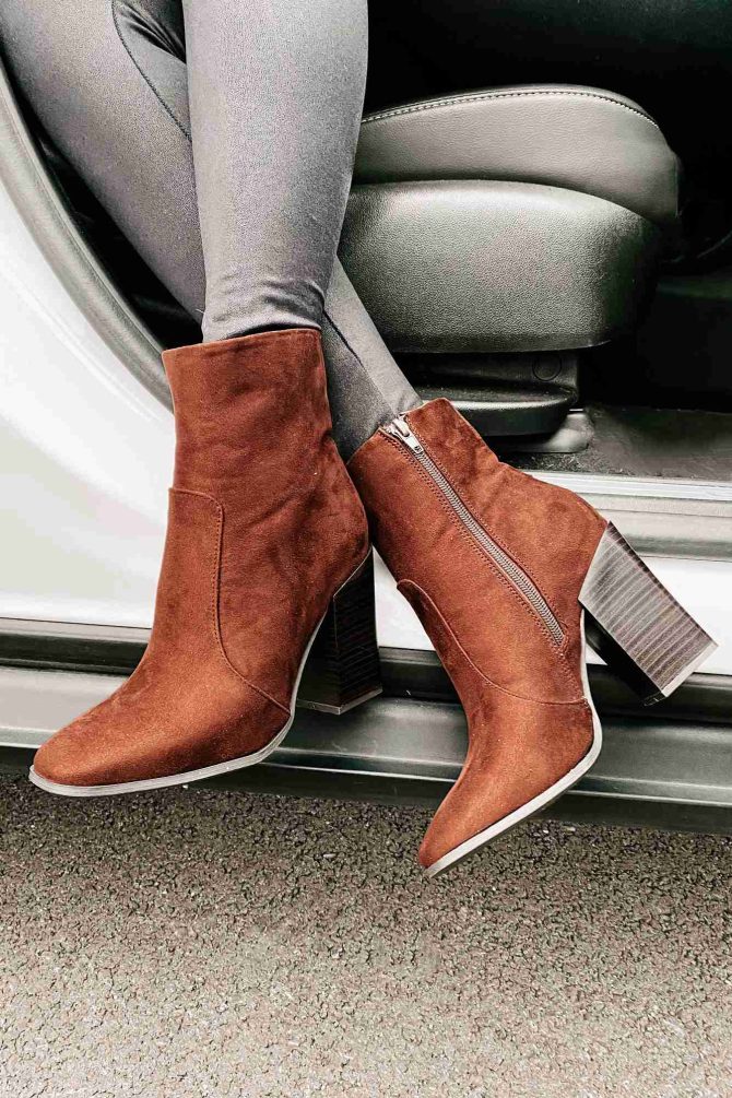 Extra Bossy Faux Suede Booties (Brown) · NanaMacs - Image 2