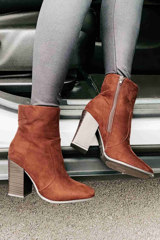 Extra Bossy Faux Suede Booties (Brown) · NanaMacs - Image 3