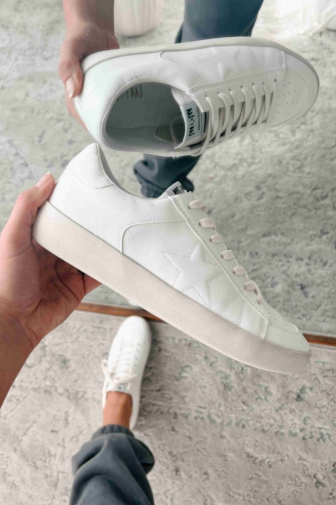 Old Friends Faux Leather Sneakers (White) · NanaMacs - Image 3