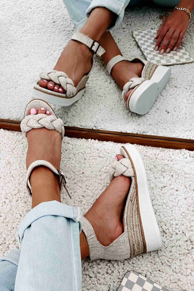 Every Little Step Braided Wedge Sandal (Natural/Silver) · NanaMacs
