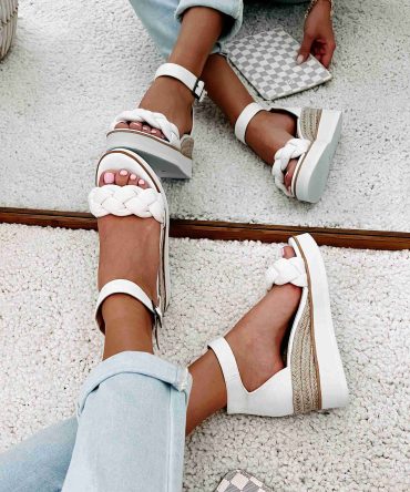 Every Little Step Braided Wedge Sandal (White) · NanaMacs