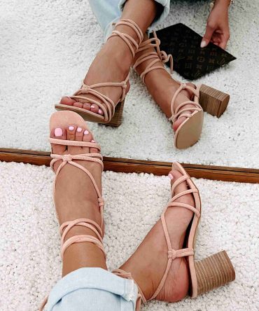 Without Question Faux Suede Lace-Up Heels (Blush) · NanaMacs