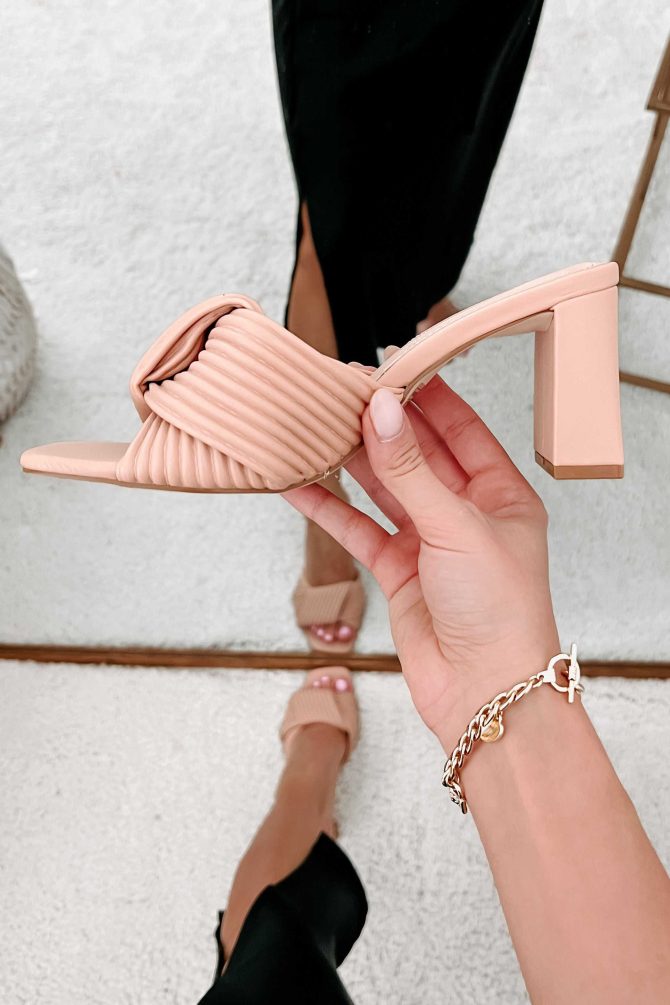 Walk The Talk Pleated Strap Heeled Sandal (Blush) · NanaMacs - Image 2