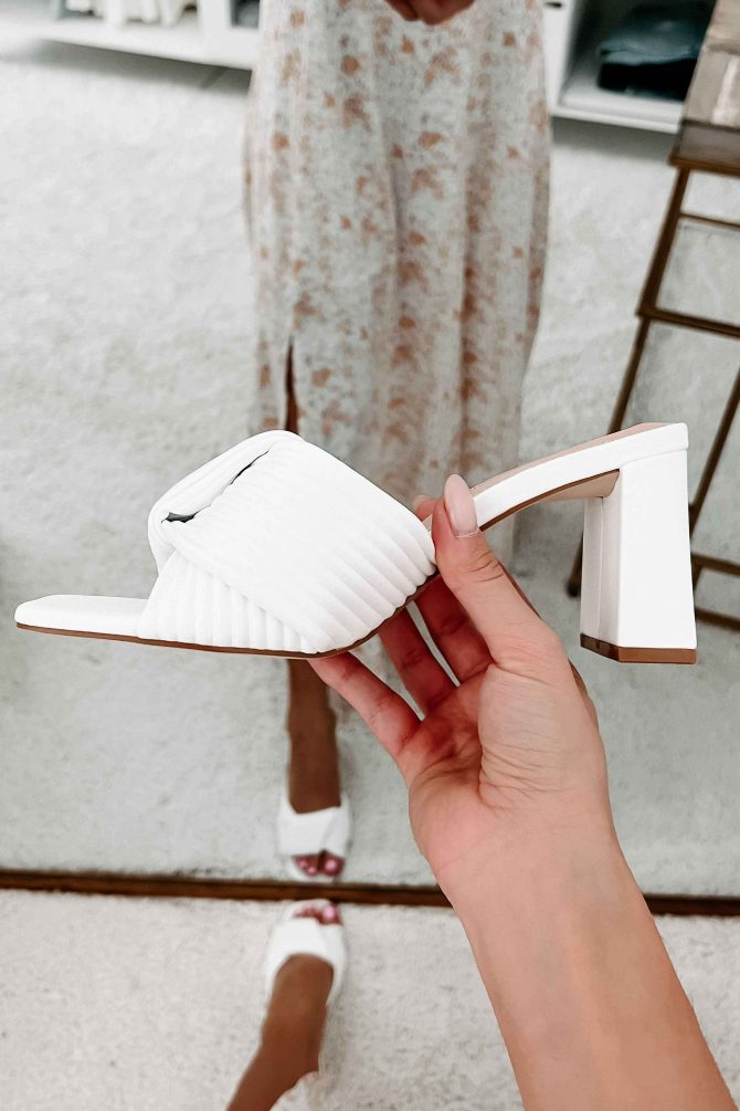 Walk The Talk Pleated Strap Heeled Sandal (White) · NanaMacs - Image 3