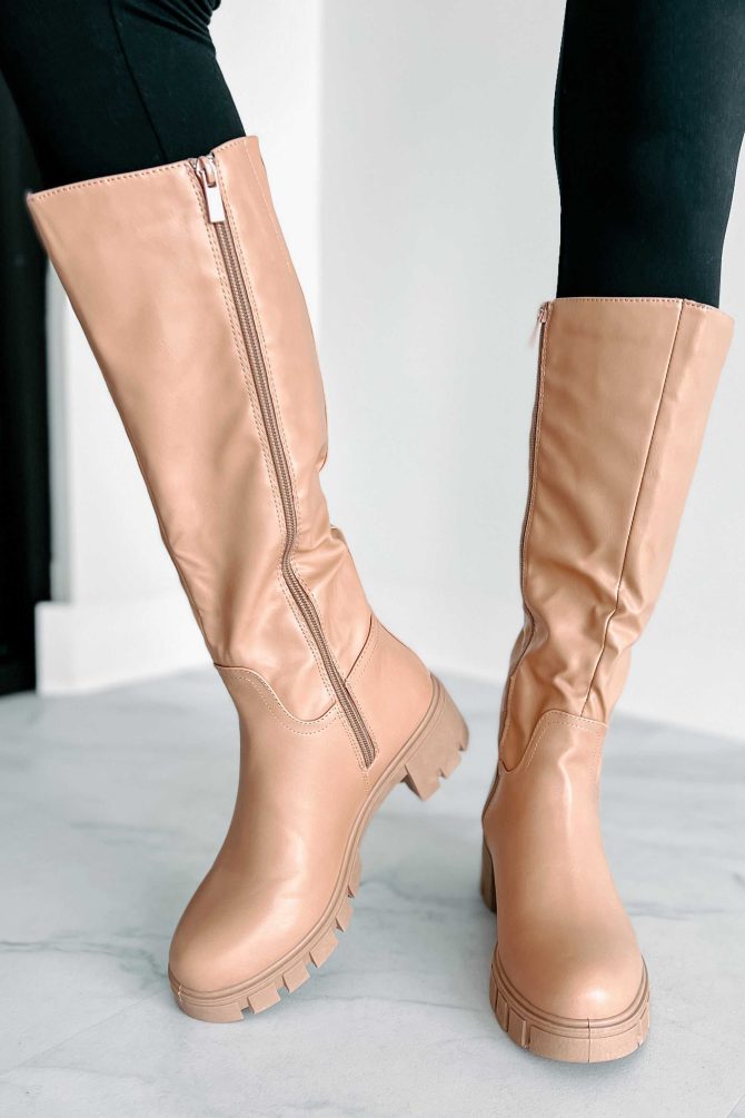 Racing Toward Extinction Knee High Lug Sole Boots (Nude) · NanaMacs - Image 4