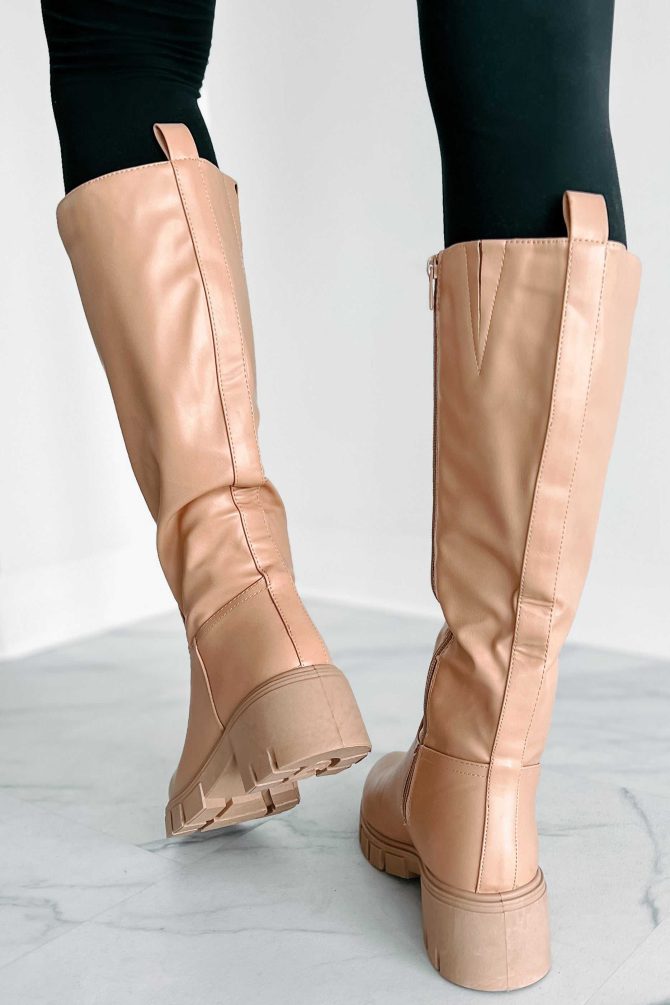 Racing Toward Extinction Knee High Lug Sole Boots (Nude) · NanaMacs - Image 3