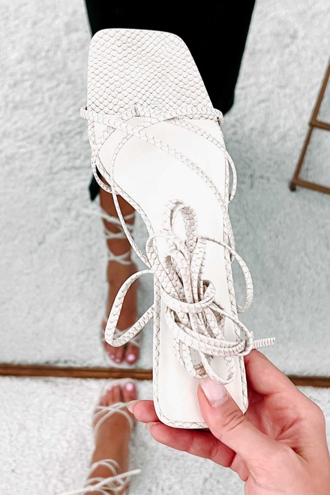 Juna Snake Skin Strappy Billini Heel (Cream) · NanaMacs - Image 3