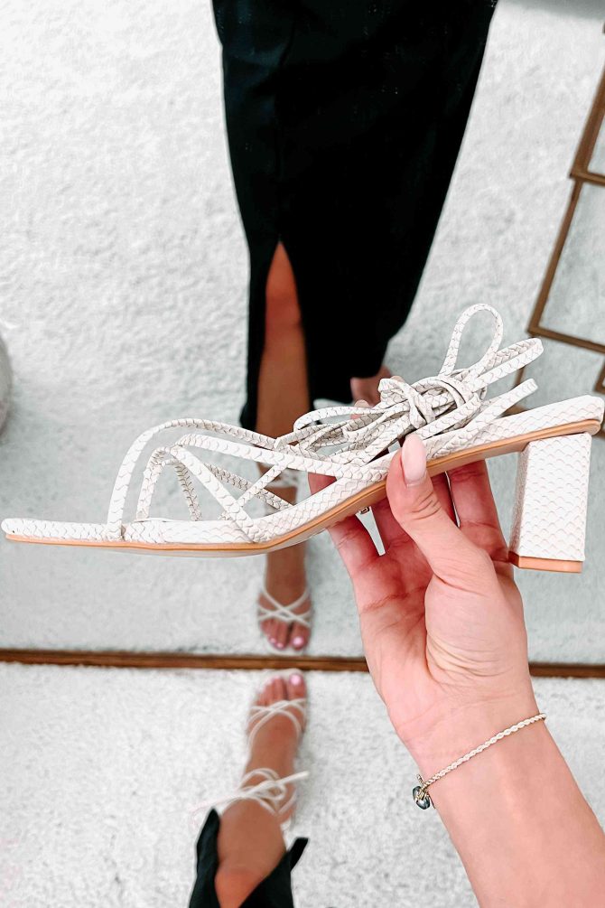 Juna Snake Skin Strappy Billini Heel (Cream) · NanaMacs - Image 4