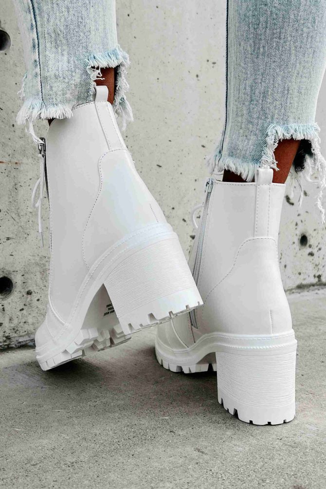 Now You're Talking Faux Leather Booties (White) · NanaMacs - Image 3