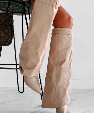 Dream Bigger Faux Leather Knee High Boots (Biege) · NanaMacs