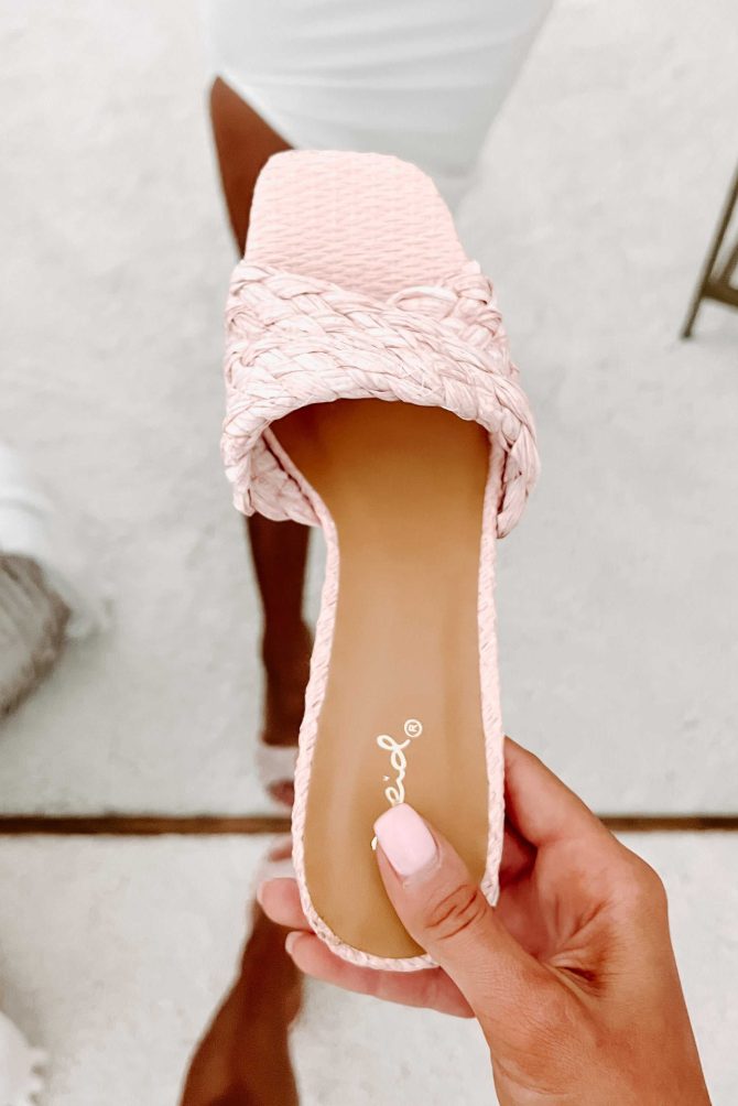 Resort Ready Twisted Woven Raffia Heels (Pink Raffia) · NanaMacs - Image 4