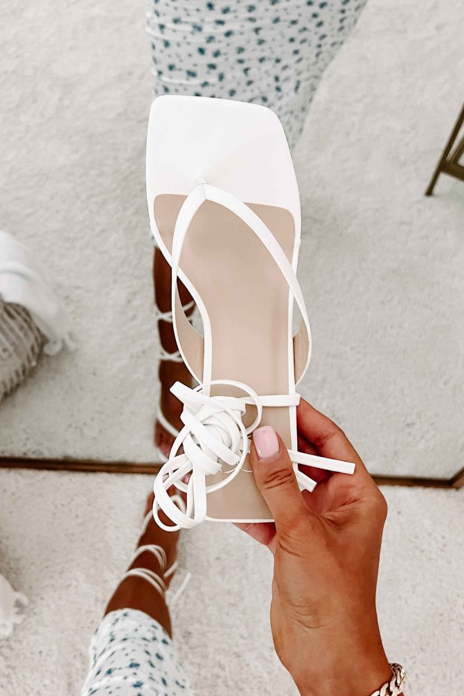 Elisha Ankle Wrap Heeled Sandals (White) · NanaMacs - Image 2