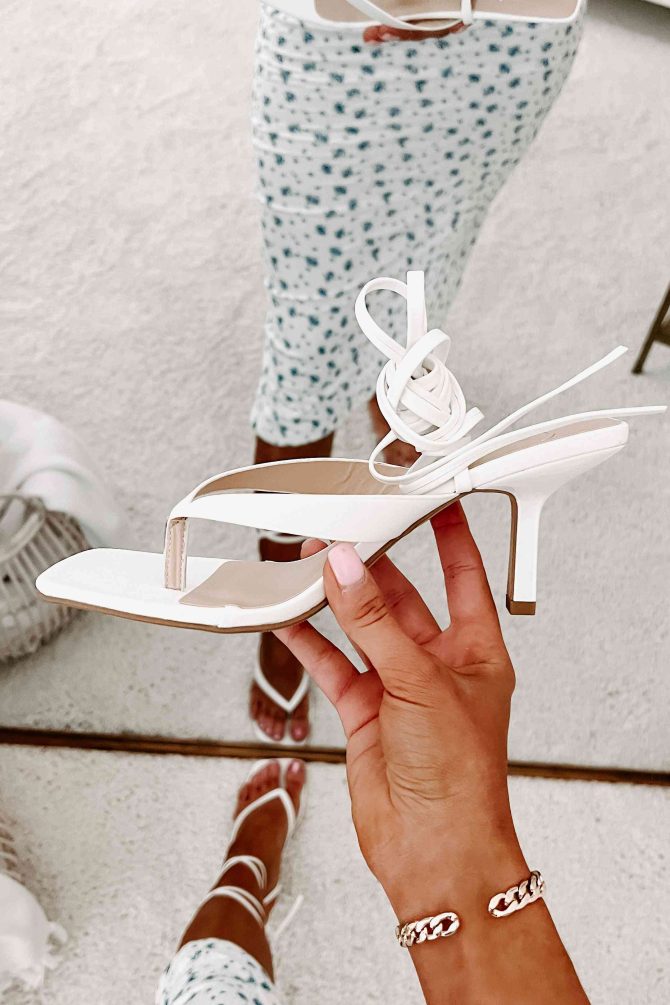 Elisha Ankle Wrap Heeled Sandals (White) · NanaMacs - Image 3