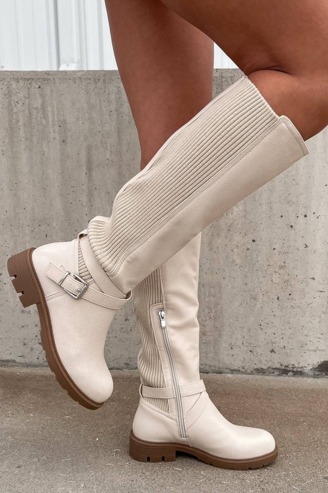 Waiting For Fall Knee High Boots (Ivory) · NanaMacs - Image 2