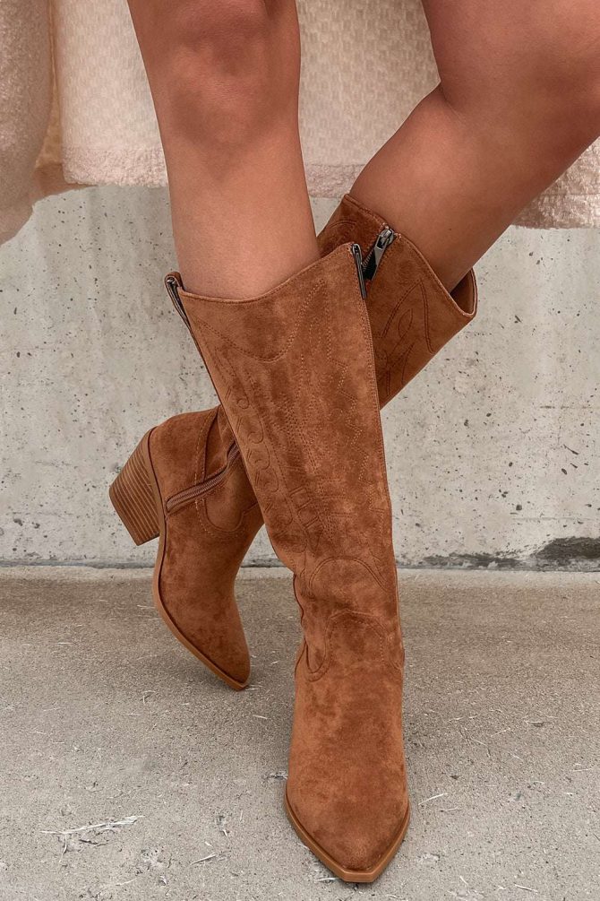 Heart Of The West Faux Suede Western Boots (Cognac Suede) · NanaMacs - Image 2
