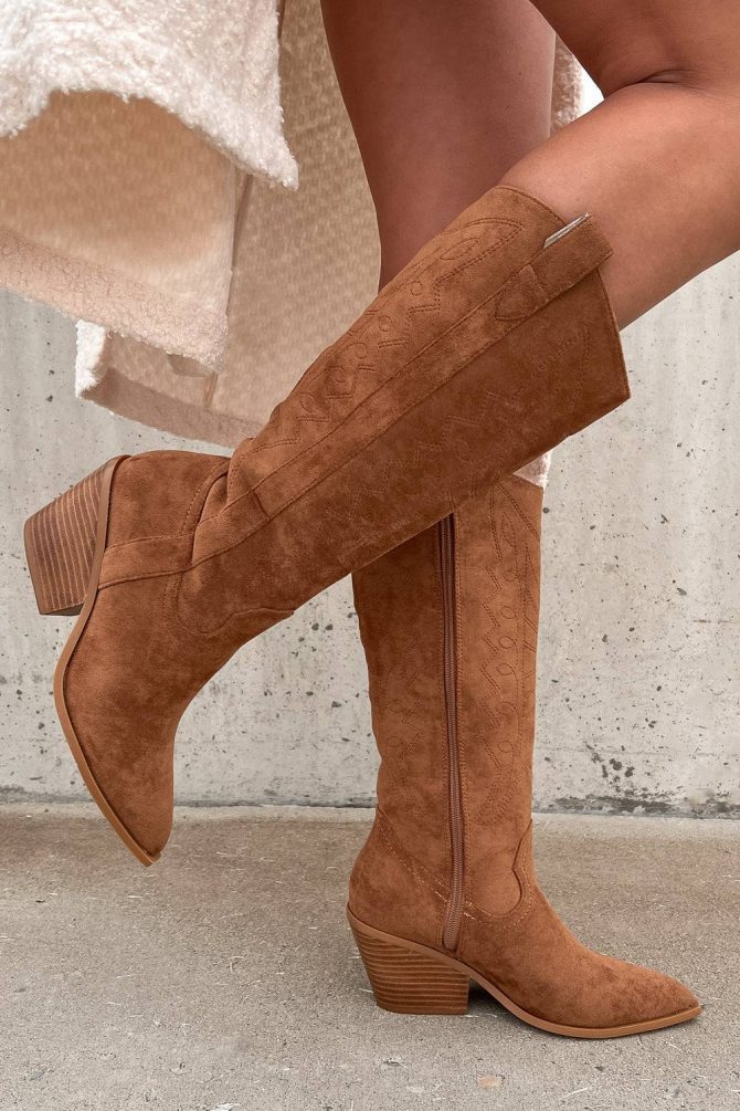 Heart Of The West Faux Suede Western Boots (Cognac Suede) · NanaMacs - Image 3