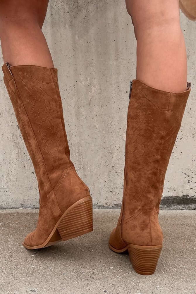Heart Of The West Faux Suede Western Boots (Cognac Suede) · NanaMacs - Image 4