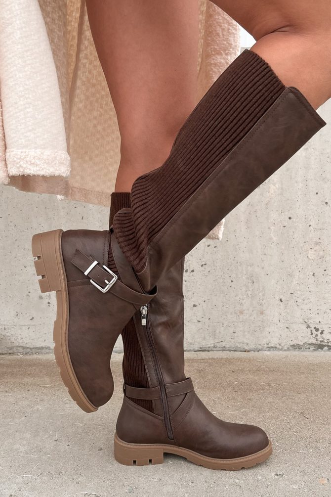 Waiting For Fall Knee High Boots (Chocolate) · NanaMacs - Image 2