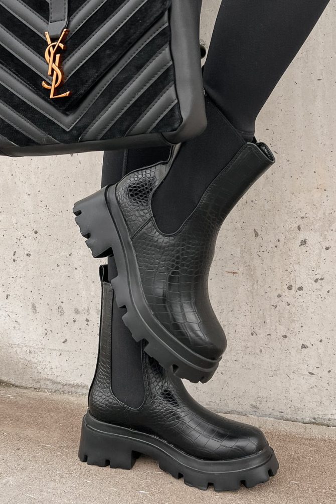 Depp Faux Croc Chelsea Boots (Black) · NanaMacs - Image 3