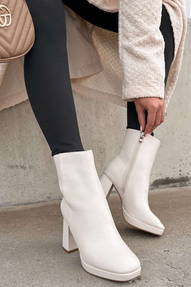 Kick Rocks Sis Faux Leather Platform Booties (Ivory) · NanaMacs