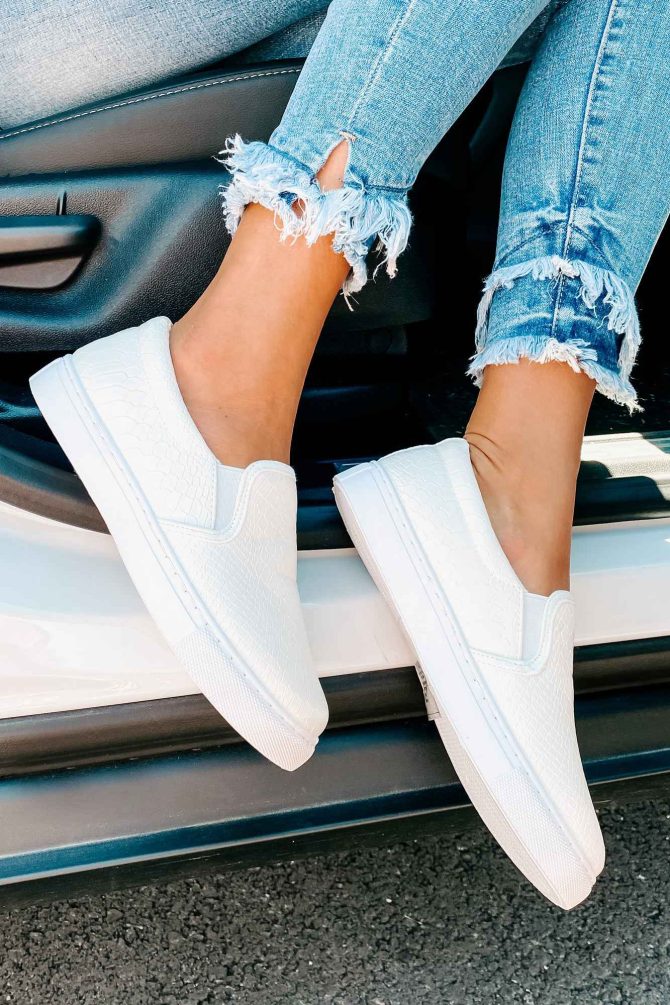 Experienced Traveler Faux Leather Slip-On Sneakers (White) · NanaMacs - Image 2