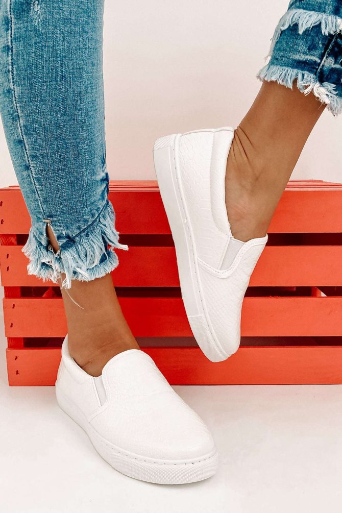 Experienced Traveler Faux Leather Slip-On Sneakers (White) · NanaMacs - Image 3