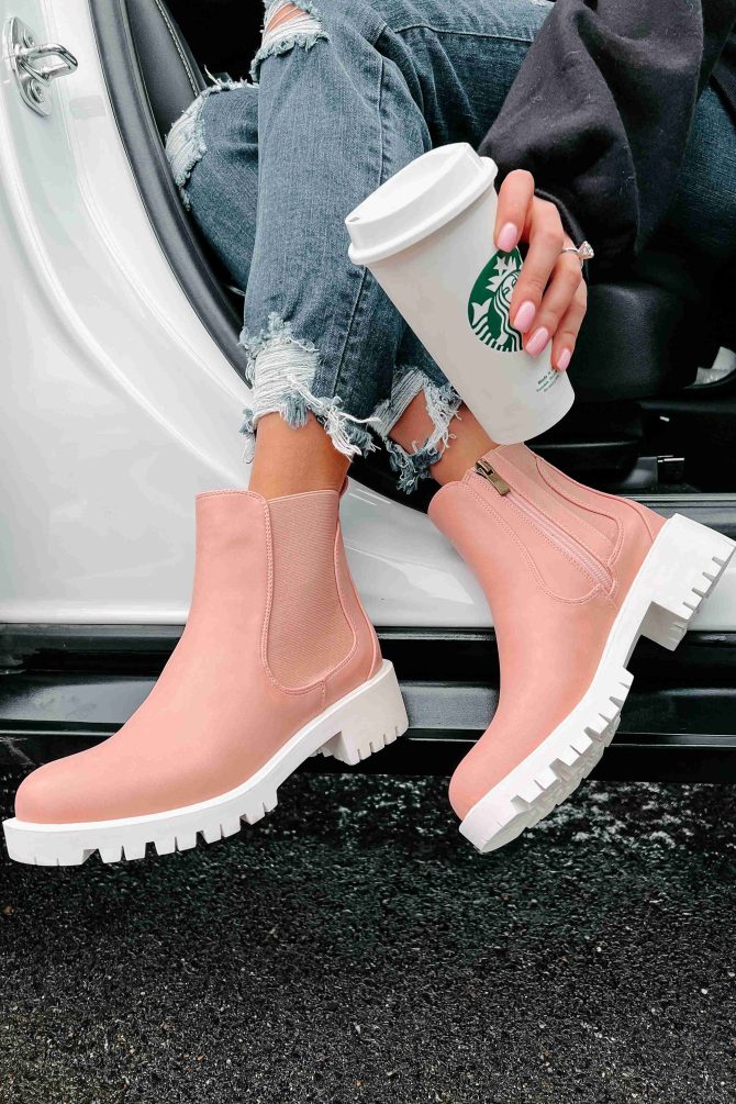Dreya Lug Sole Chelsea Boots (Blush) · NanaMacs - Image 4